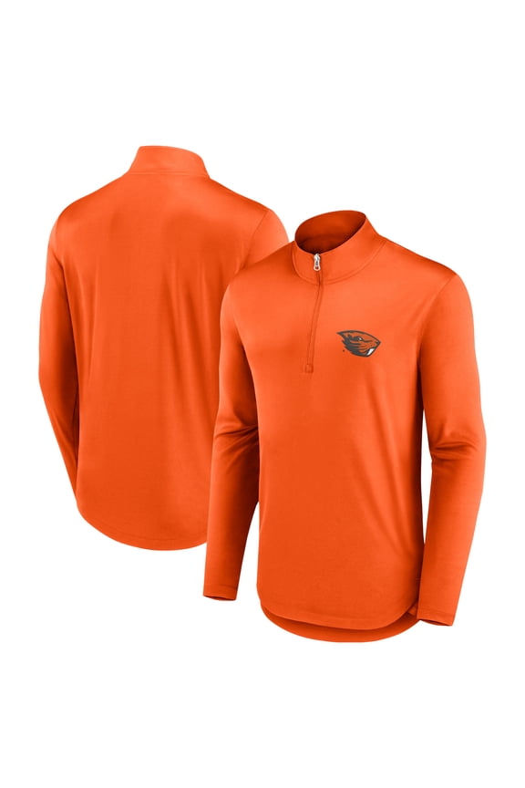Men's Fanatics Orange Oregon State Beavers Quarterback Mock Neck Quarter-Zip Top