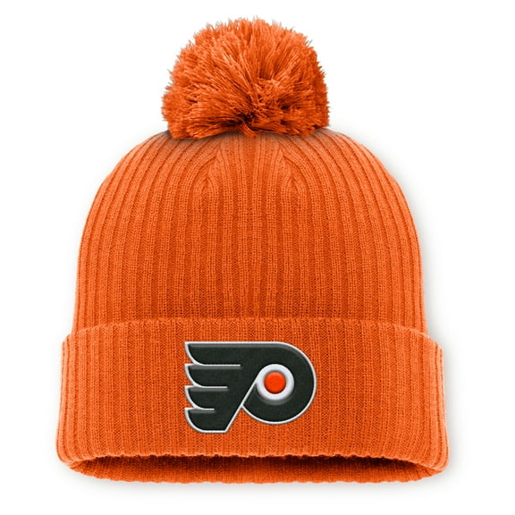 Men's Fanatics Orange Philadelphia Flyers Primary Logo Cuffed Knit Hat with Pom