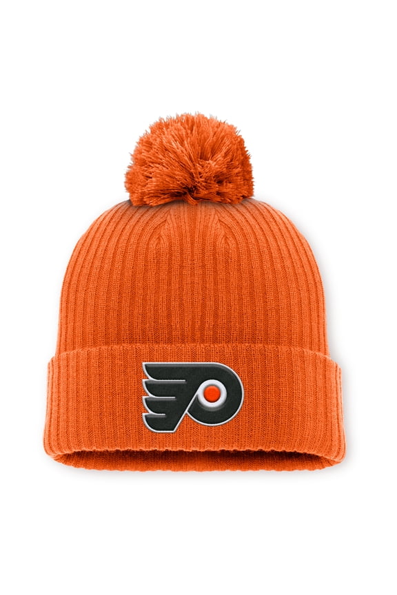 Men's Fanatics Orange Philadelphia Flyers Primary Logo Cuffed Knit Hat with Pom