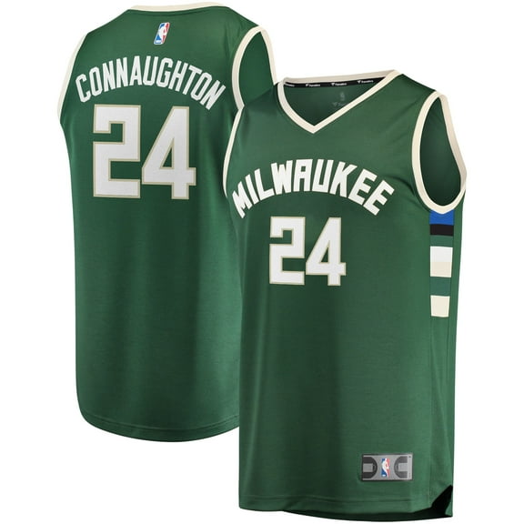 Men's Fanatics Pat Connaughton Hunter Green Milwaukee Bucks Fast Break Replica Jersey - Icon Edition