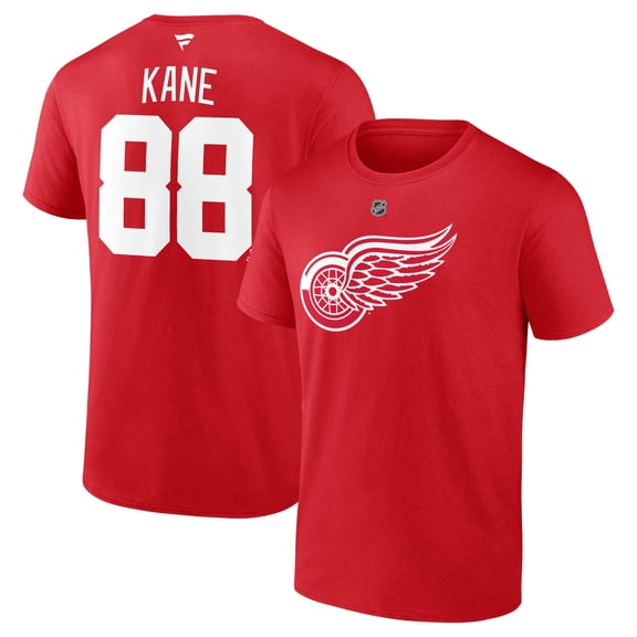 Men's Fanatics Patrick Kane Red Detroit Red Wings Authentic Stack Name & Number T-Shirt
