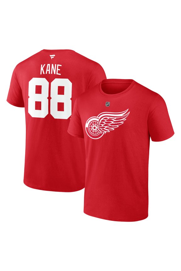 Men's Fanatics Patrick Kane Red Detroit Red Wings Authentic Stack Name & Number T-Shirt