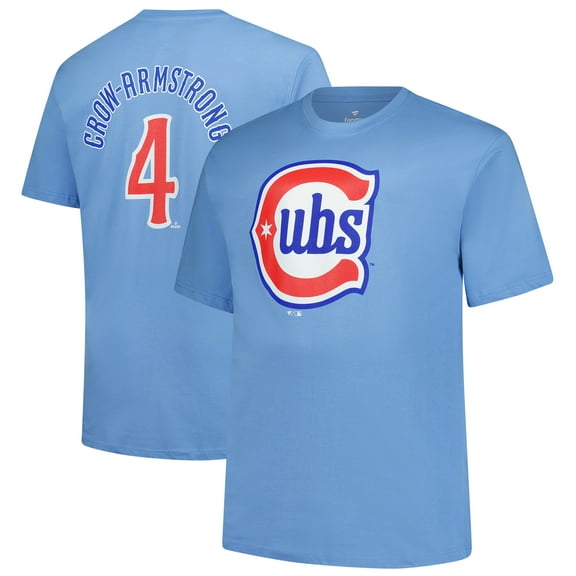 Men's Fanatics Pete Crow-Armstrong Light Blue Chicago Cubs Big & Tall Name & Number T-Shirt