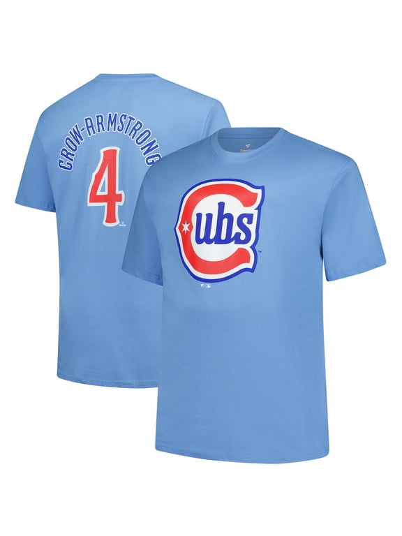 Men's Fanatics Pete Crow-Armstrong Light Blue Chicago Cubs Big & Tall Name & Number T-Shirt