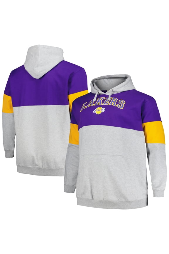 Men's Fanatics Purple/Gold Los Angeles Lakers Big & Tall Pullover Hoodie