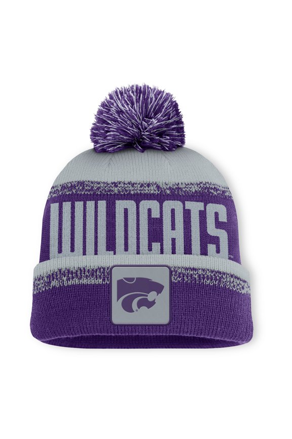 Men's Fanatics Purple/Gray Kansas State Wildcats Thrive Cuffed Knit Hat with Pom