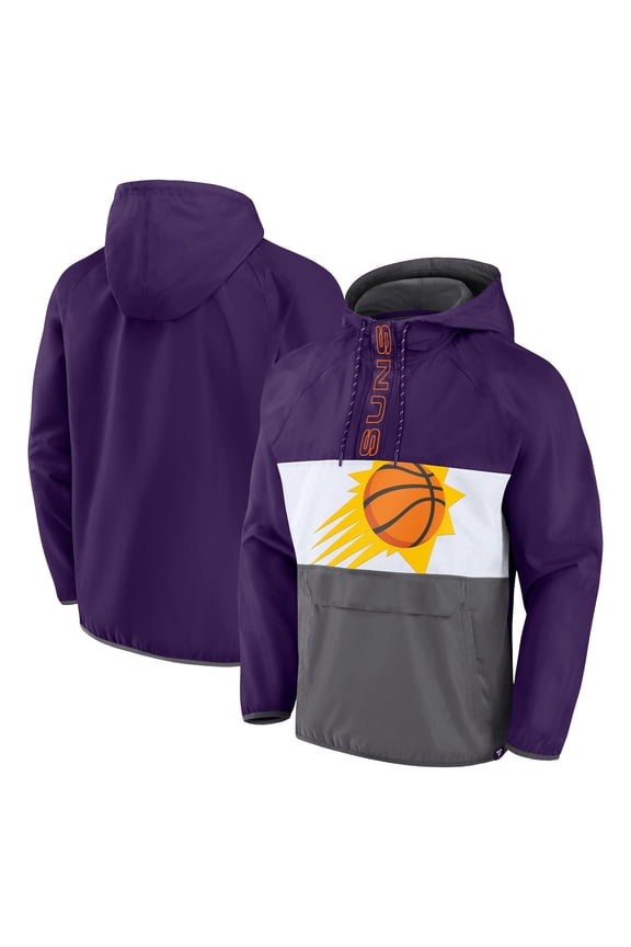 Men's Fanatics Purple/Gray Phoenix Suns Anorak Flagrant Foul Color-Block Raglan Hoodie Half-Zip Jacket
