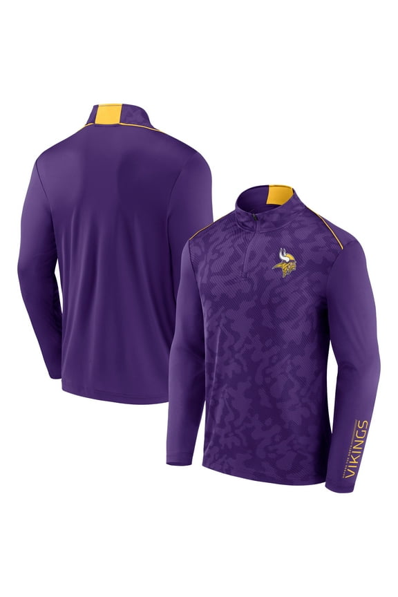Men's Fanatics Purple Minnesota Vikings Jacquard Quarter-Zip Pullover Top