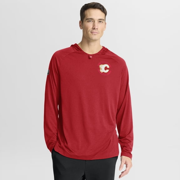 Men's Fanatics Red Calgary Flames Authentic Pro Rink Raglan Hoodie