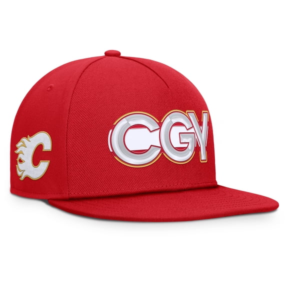 Men's Fanatics Red Calgary Flames Authentic Pro Rink Team Code Snapback Hat