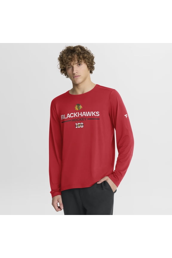 Men's Fanatics Red Chicago Blackhawks Authentic Pro Centennial Rink Tech Long Sleeve T-Shirt