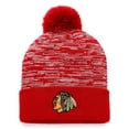 thumbnail image 1 of Men's Fanatics Red Chicago Blackhawks Defender Cuffed Knit Hat with Pom, 1 of 2