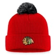 thumbnail image 1 of Men's Fanatics Red Chicago Blackhawks Team Cuffed Knit Hat with Pom, 1 of 2