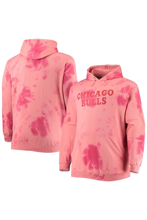 Men's Fanatics Red Chicago Bulls Big & Tall Wordmark Cloud Dye Pullover Hoodie