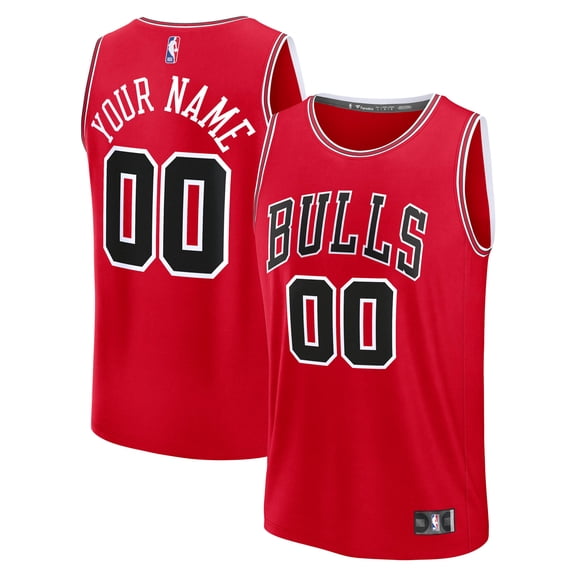 Men's Fanatics  Red Chicago Bulls Fast Break Custom Jersey - Icon Edition