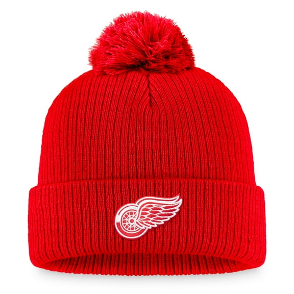 Men's Fanatics Red Detroit Red Wings Primary Logo Cuffed Knit Hat with Pom
