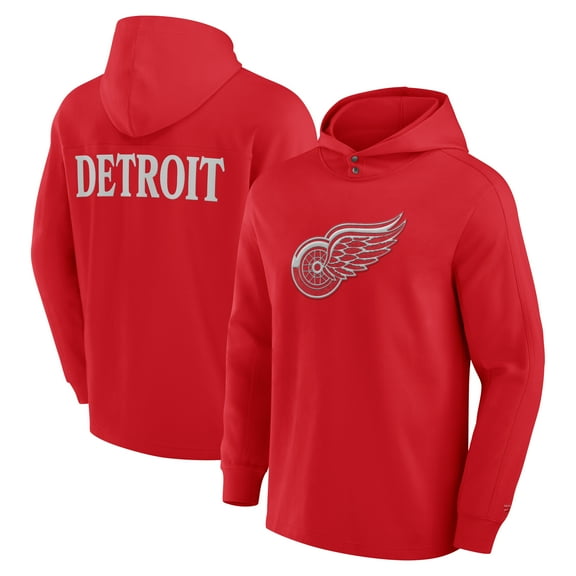 Men's Fanatics Red Detroit Red Wings Elements Blaze Tri-Blend Long Sleeve Hoodie T-Shirt