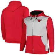 Men's Fanatics Red/Heather Gray Chicago Bulls Big & Tall Contrast Pieced Stitched Full-Zip Hoodie