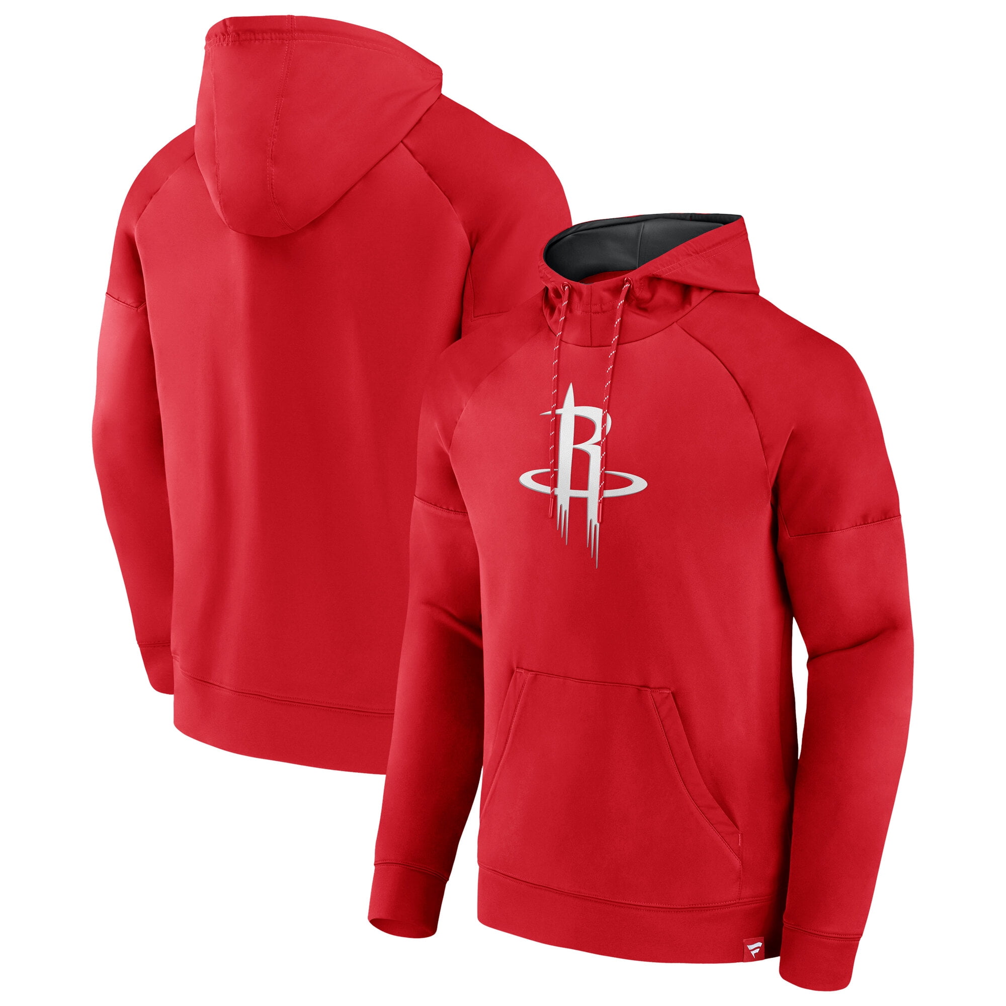 Men's Fanatics Red Houston Rockets Iconic Defender Raglan Fleece Pullover Hoodie