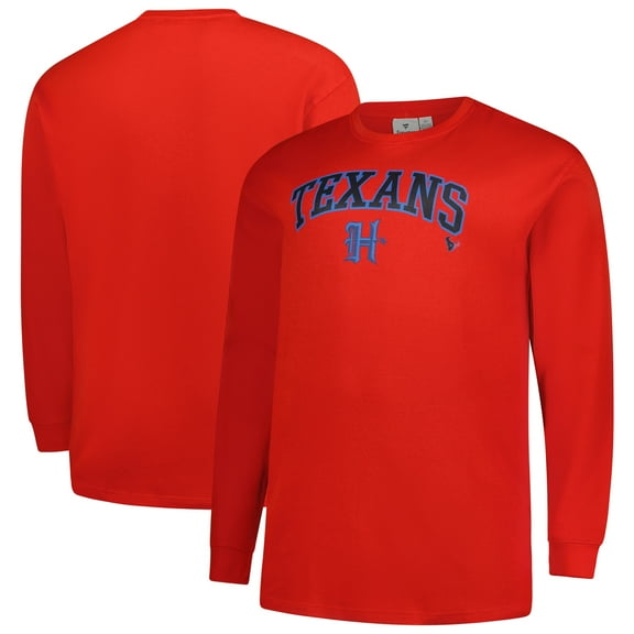 Men's Fanatics Red Houston Texans Big & Tall Throwback Thermal Long Sleeve T-Shirt