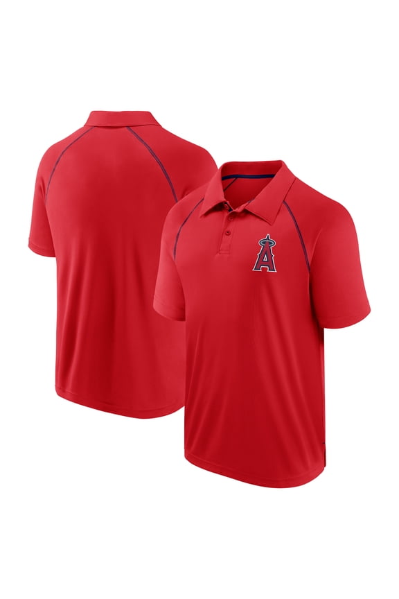 Men's Fanatics Red Los Angeles Angels Strong Alone Raglan Polo