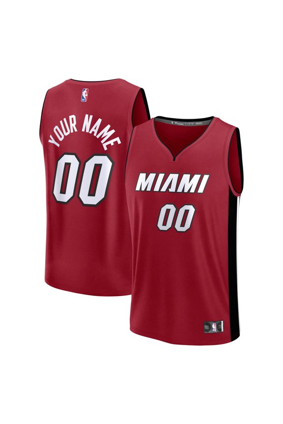 Men's Fanatics  Red Miami Heat Fast Break Custom Jersey - Icon Edition