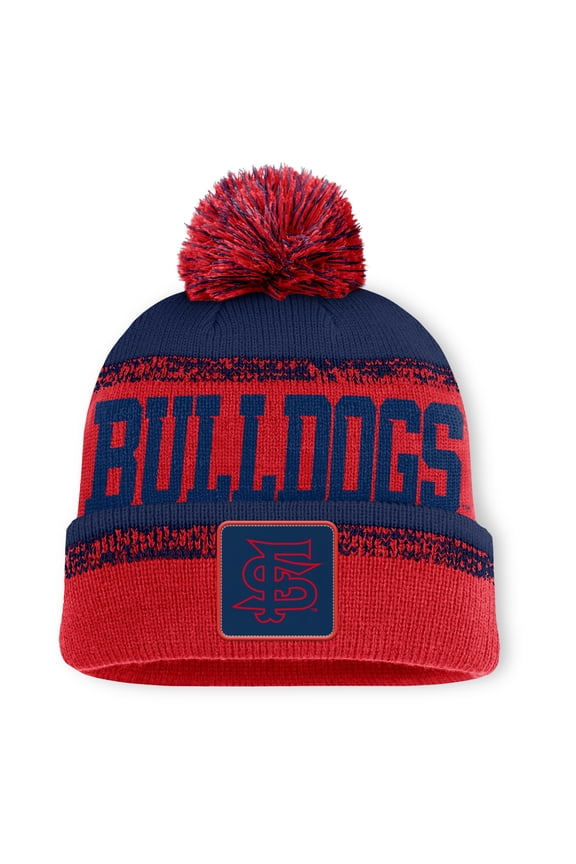 Men's Fanatics Red/Navy Fresno State Bulldogs Thrive Cuffed Knit Hat with Pom