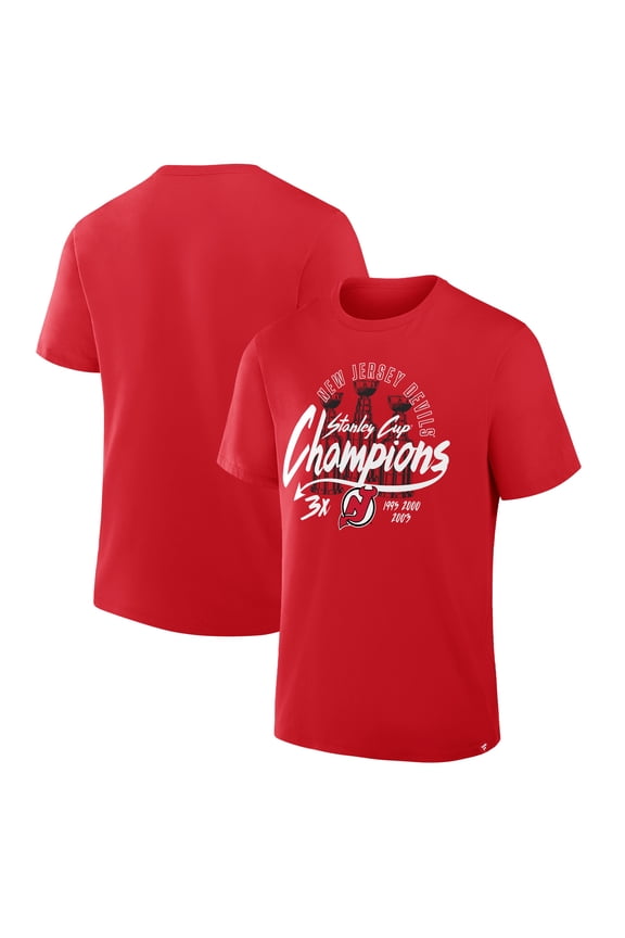 Men's Fanatics Red New Jersey Devils 3x Stanley Cup Champions T-Shirt