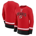 thumbnail image 1 of Men's Fanatics Red New Jersey Devils Back Pass Lace-Up Long Sleeve T-Shirt, 1 of 3