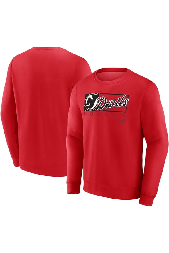 Men's Fanatics Red New Jersey Devils Focus Fleece Pullover Sweatshirt
