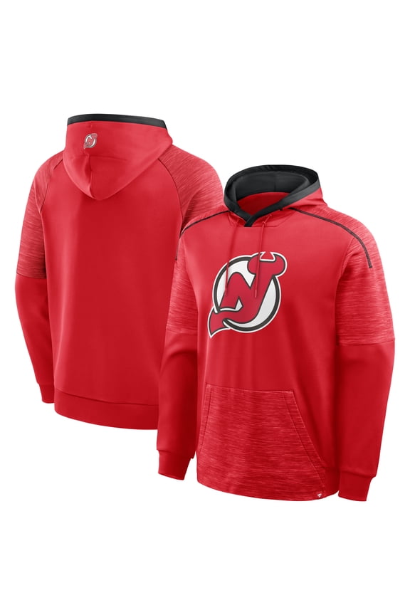 Men's Fanatics Red New Jersey Devils Goaltender Defender Raglan-Pullover Hoodie