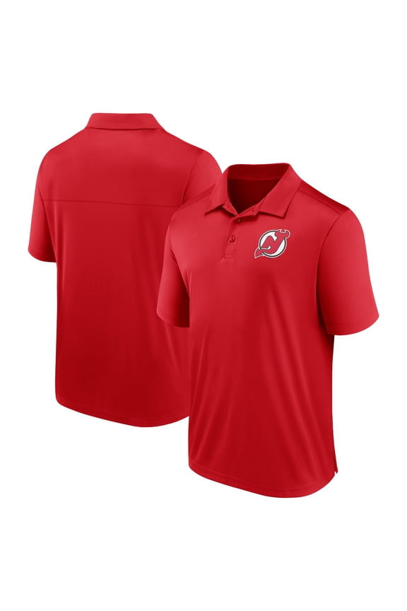 Men's Fanatics Red New Jersey Devils Left Side Block Polo