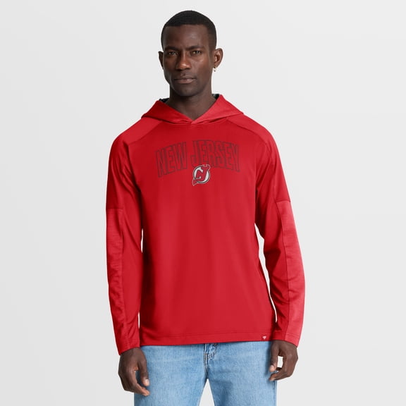 Men's Fanatics Red New Jersey Devils Penalty Shot Long Sleeve Hoodie T-Shirt