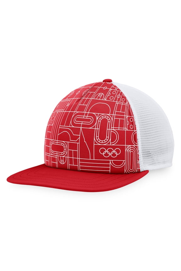Men's Fanatics Red Olympic Games Five-Panel Trucker Snapback Hat