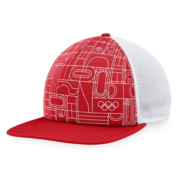 Men's Fanatics Red Olympic Games Five-Panel Trucker Snapback Hat