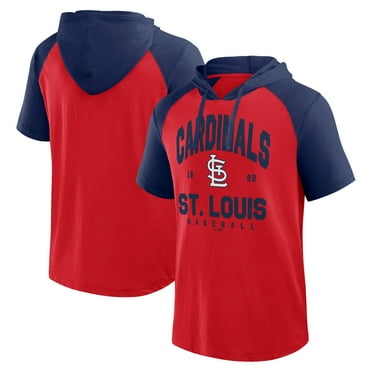 Men's-Fanatics  Red St. Louis Cardinals Prime Raglan Short Sleeve Hoodie T-Shirt