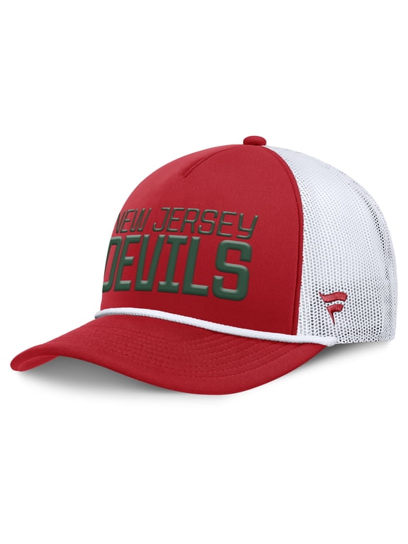 Men's Fanatics Red/White New Jersey Devils Heritage Dutch A-Frame Trucker Adjustable Hat
