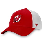 Mens Fanatics Red/White New Jersey Devils Core Primary Logo Trucker Adjustable Hat