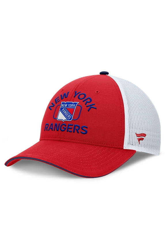 Men's Fanatics Red/White New York Rangers Authentic Pro Rink Trucker Hat