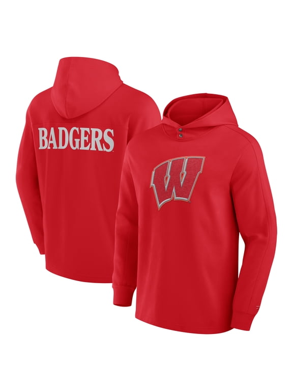 Men's Fanatics Red Wisconsin Badgers Blaze Tri-Blend Pullover Hoodie