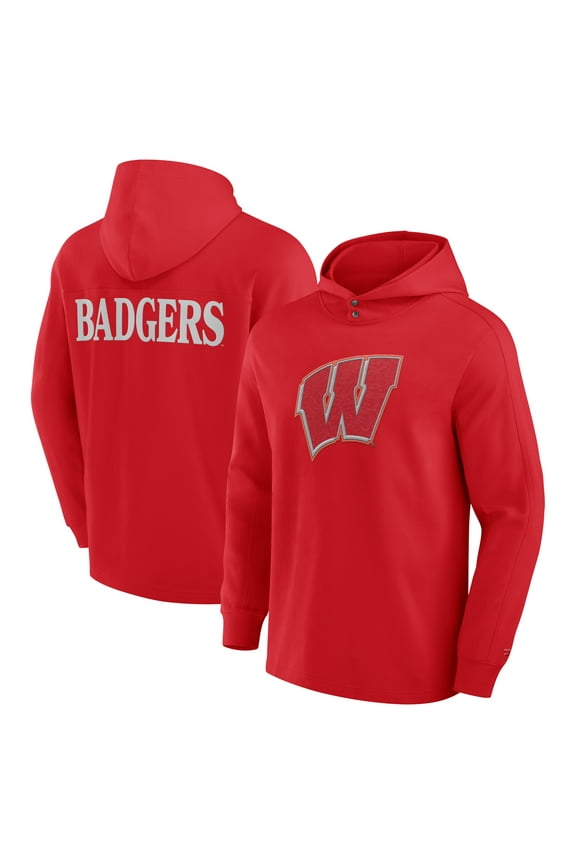 Men's Fanatics Red Wisconsin Badgers Blaze Tri-Blend Pullover Hoodie
