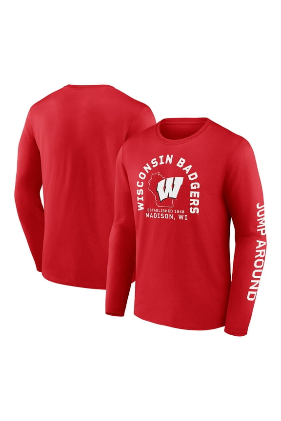 Men's Fanatics Red Wisconsin Badgers Fundamentals Cotton Winning Team Long Sleeve T-Shirt