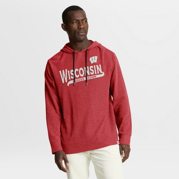Men's Fanatics Red Wisconsin Badgers Hometown Premium Huddle Up Long Sleeve Hoodie T-Shirt