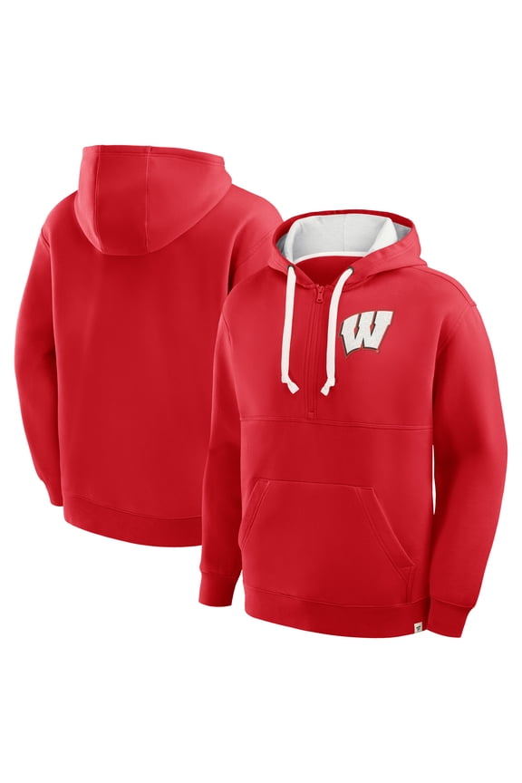 Men's Fanatics Red Wisconsin Badgers Hometown Premium Rise And Conquer Half-Zip Hoodie
