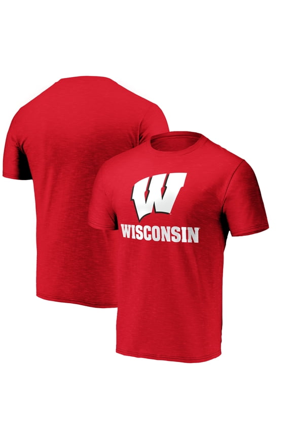 Men's Fanatics Red Wisconsin Badgers Lockup Space-Dye T-Shirt