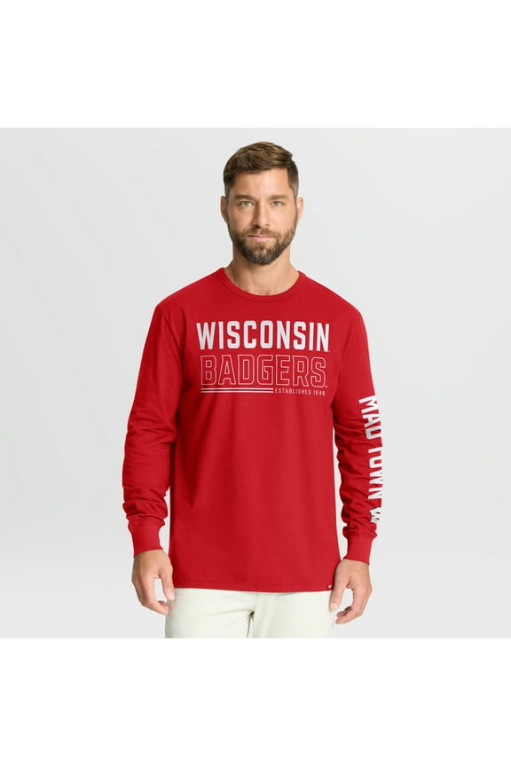 Men's Fanatics Red Wisconsin Badgers Quad Fuel The Fire Long Sleeve T-Shirt