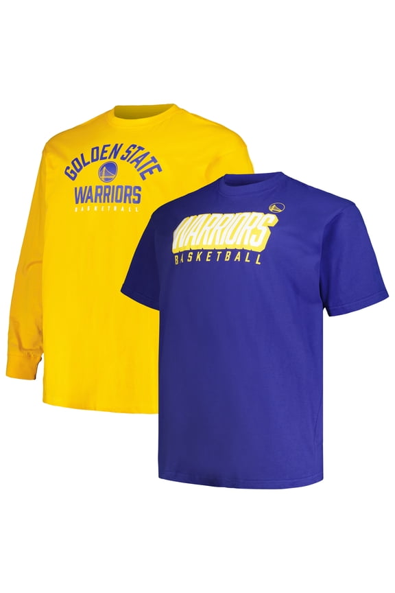 Men's Fanatics Royal/Gold Golden State Warriors Big & Tall Short Sleeve & Long Sleeve T-Shirt Set