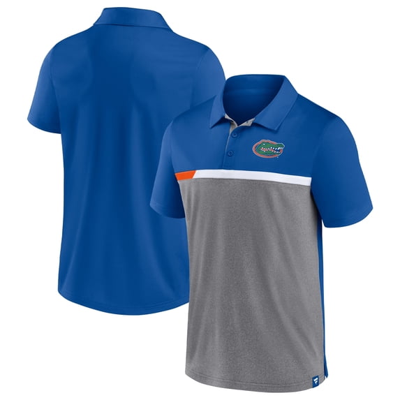 Men's Fanatics Royal/Heathered Gray Florida Gators Split Block Color Block Polo