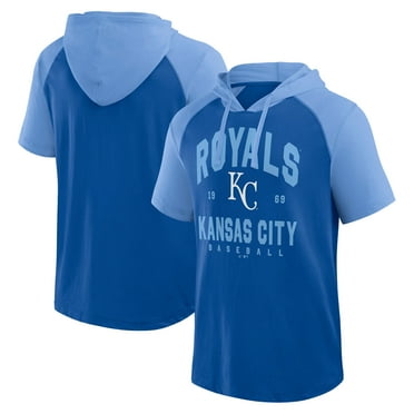 Men's-Fanatics  Royal Kansas City Royals Prime Raglan Short Sleeve Hoodie T-Shirt
