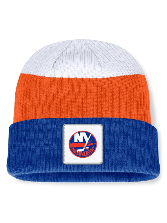 Men's Fanatics Royal/Orange New York Islanders Heritage Showboat Color-Block Cuffed Knit Hat
